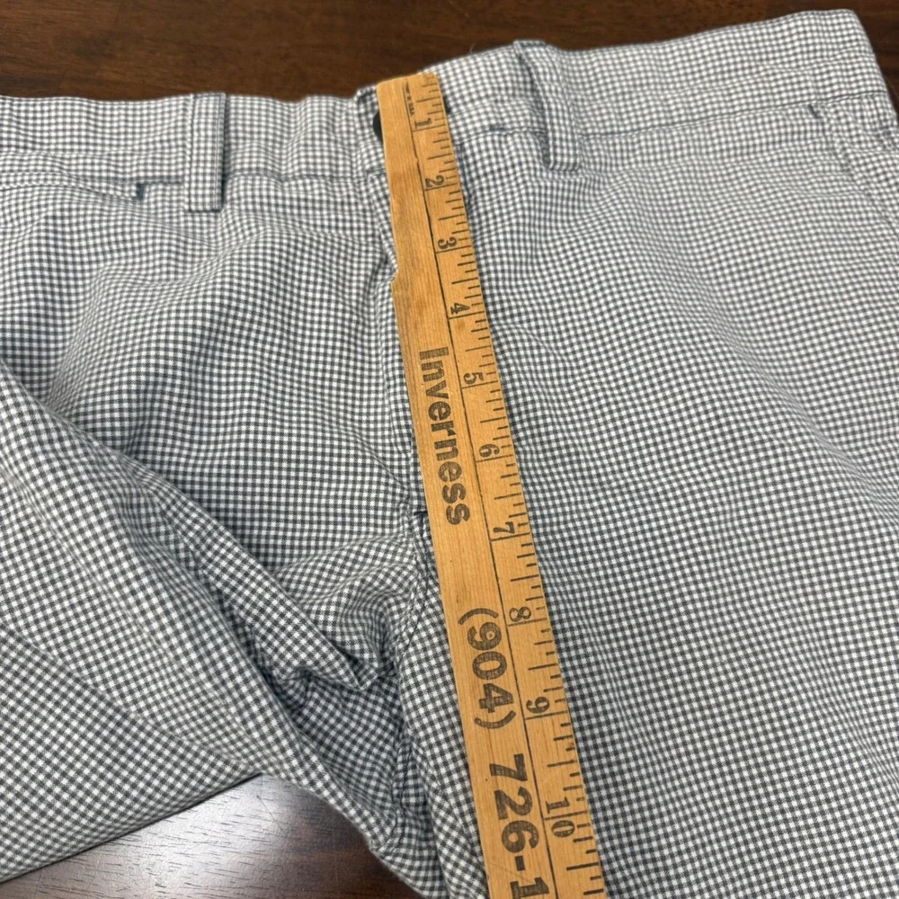 Banana Republic Aiden Short Mens 30 Blue White Gingham Slim Fit Chino Shorts